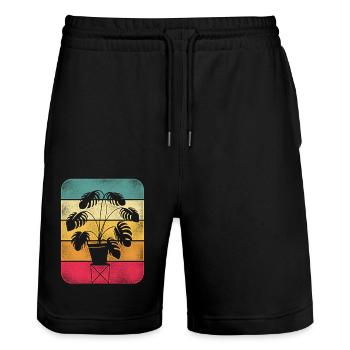 Amoureux des plantes jardinage rétro - Short de jogging bio TRAINER Stanley/Stella unisexe - noir - Devant - Nik (191cm) & Marisol (170cm)