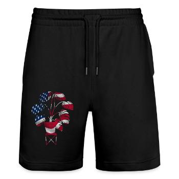 Plant Lover Gardening American - Stanley/Stella Trainer Unisex Organic Jogging Shorts - black - Front - Nik (191cm) & Marisol (170cm)