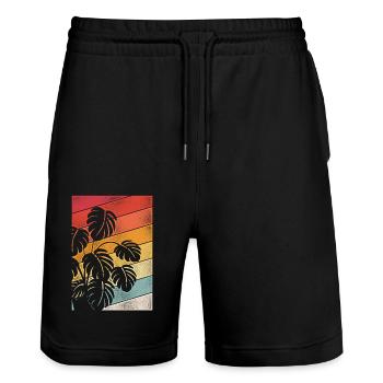 Plant Lover Gardening Retro - Stanley/Stella Trainer Unisex Organic Jogging Shorts - black - Front - Nik (191cm) & Marisol (170cm)