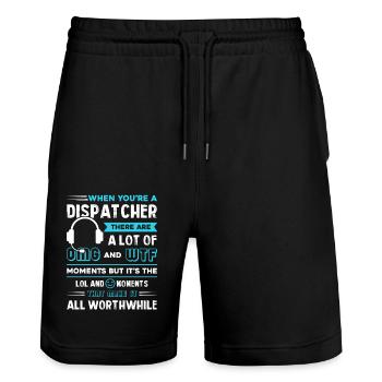Dispatcher When You're A Dispatcher - Stanley/Stella Trainer Unisex Organic Jogging Shorts - black - Front - Nik (191cm) & Marisol (170cm)