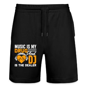 Music Is My Drug And DJ Is My Dealer - Stanley/Stella Trainer Unisex Organic Jogging Shorts - black - Front - Nik (191cm) & Marisol (170cm)