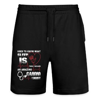 Cardiologist Amazing Cardiologist - Stanley/Stella Trainer Unisex Organic Jogging Shorts - black - Front - Nik (191cm) & Marisol (170cm)