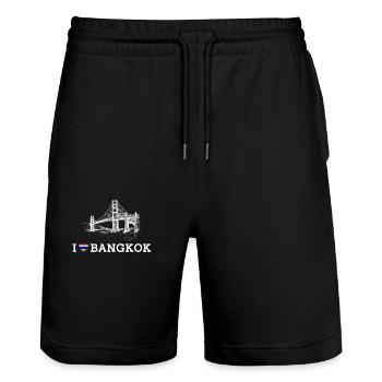 I Love Bangkok Golden Gate Bridge Lover Heart Flag - Stanley/Stella Trainer Unisex Organic Jogging Shorts - black - Front - Nik (191cm) & Marisol (170cm)