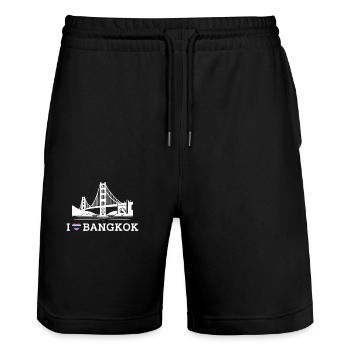 I Love Bangkok Flag Golden Gate Bridge Thailand - Stanley/Stella Trainer Unisex Organic Jogging Shorts - black - Front - Nik (191cm) & Marisol (170cm)
