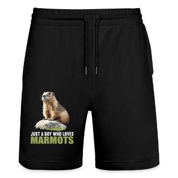 Marmots Groundhog - Stanley/Stella Trainer Unisex Organic Jogging Shorts - black - Front - Nik (191cm) & Marisol (170cm)