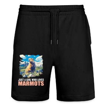 Marmottes Marmottes - Short de jogging bio TRAINER Stanley/Stella unisexe - noir - Devant - Nik (191cm) & Marisol (170cm)