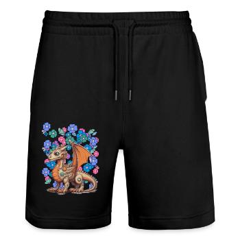Dragon Dragon Enfant Enfants Fleurs D’été - Short de jogging bio TRAINER Stanley/Stella unisexe - noir - Devant - Nik (191cm) & Marisol (170cm)