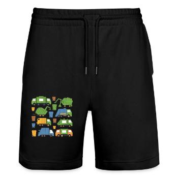 Garbage Collector Trucks Trash Collecting Waste - Stanley/Stella Trainer Unisex Organic Jogging Shorts - black - Front - Nik (191cm) & Marisol (170cm)