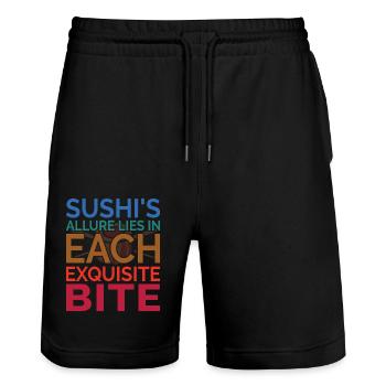 Sushi Japan Essen Sushi-Mahlzeit - Stanley/Stella Unisex Bio Joggingshorts Trainer  - Schwarz - Vorne - Nik (191cm) & Marisol (170cm)