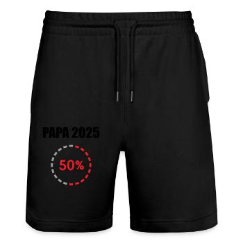 Dad 2025 Gift Men Men Father Pregnant - Stanley/Stella Trainer Unisex Organic Jogging Shorts - black - Front - Nik (191cm) & Marisol (170cm)