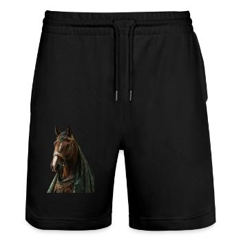 Pferd - Stanley/Stella Unisex Bio Joggingshorts Trainer  - Schwarz - Vorne - Nik (191cm) & Marisol (170cm)
