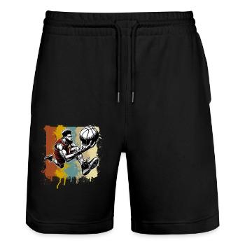 Basketball Basketballer - Stanley/Stella Unisex Bio Joggingshorts Trainer  - Schwarz - Vorne - Nik (191cm) & Marisol (170cm)