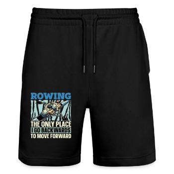 Water Rowing The Only Place I Go Backwards Boating - Stanley/Stella Trainer Unisex Organic Jogging Shorts - black - Front - Nik (191cm) & Marisol (170cm)