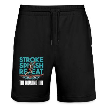 Water Rowing Stroke Splash Repeat Water Sports - Stanley/Stella Unisex Bio Joggingshorts Trainer  - Schwarz - Vorne - Nik (191cm) & Marisol (170cm)
