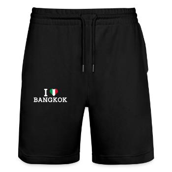Ich liebe Bangkok Cool Italien Liebhaber Falsche Flagge Herz - Stanley/Stella Unisex Bio Joggingshorts Trainer  - Schwarz - Vorne - Nik (191cm) & Marisol (170cm)