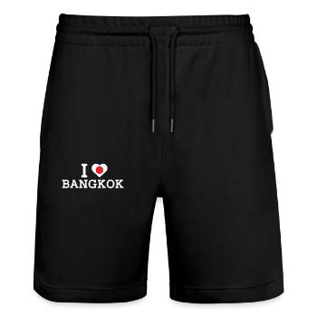 J’aime Bangkok Cool Japon Mauvais drapeau amoureux Coeur - Short de jogging bio TRAINER Stanley/Stella unisexe - noir - Devant - Nik (191cm) & Marisol (170cm)
