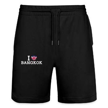 J’aime Bangkok Cool UK Mauvais drapeau Coeur Lover Jeu de mots - Short de jogging bio TRAINER Stanley/Stella unisexe - noir - Devant - Nik (191cm) & Marisol (170cm)