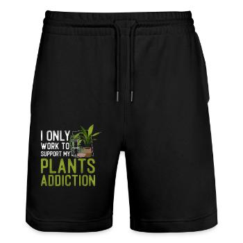 Plant Lover Gardening I Only Work - Stanley/Stella Unisex Bio Joggingshorts Trainer  - Schwarz - Vorne - Nik (191cm) & Marisol (170cm)