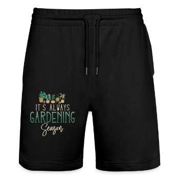 Amoureux des plantes jardiner C’est toujours - Short de jogging bio TRAINER Stanley/Stella unisexe - noir - Devant - Nik (191cm) & Marisol (170cm)