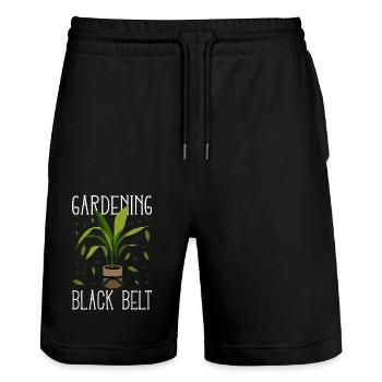 Plant Lover Gardening Gardening - Stanley/Stella Trainer Unisex Organic Jogging Shorts - black - Front - Nik (191cm) & Marisol (170cm)