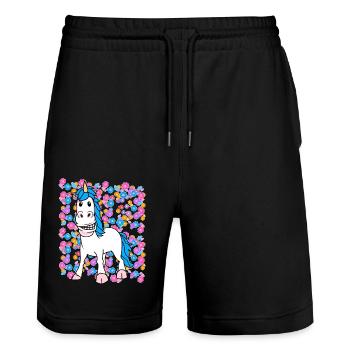 Enfants Enfant Licorne Licornes Bébé Bambins - Short de jogging bio TRAINER Stanley/Stella unisexe - noir - Devant - Nik (191cm) & Marisol (170cm)