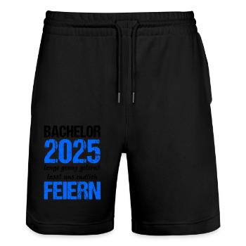 Bachelor 2025 Genug Gelernt Geschenk Student Uni - Stanley/Stella Unisex Bio Joggingshorts Trainer  - Schwarz - Vorne - Nik (191cm) & Marisol (170cm)