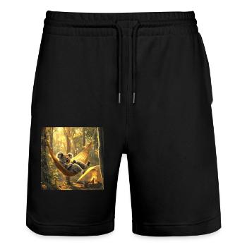Koala - Stanley/Stella Unisex Bio Joggingshorts Trainer  - Schwarz - Vorne - Nik (191cm) & Marisol (170cm)