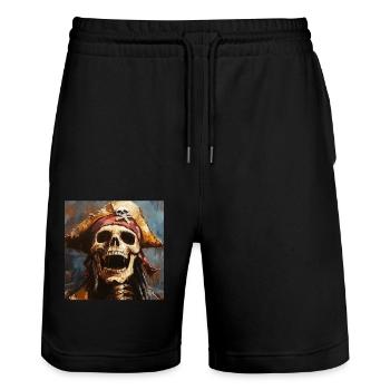 Piratenskelett - Stanley/Stella Unisex Bio Joggingshorts Trainer  - Schwarz - Vorne - Nik (191cm) & Marisol (170cm)