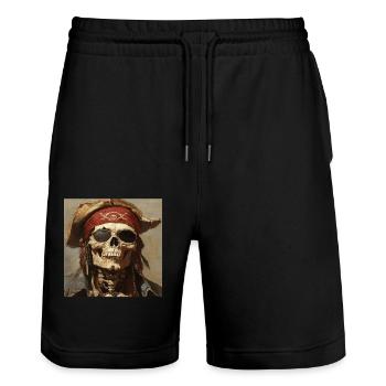 Piratenskelett - Stanley/Stella Unisex Bio Joggingshorts Trainer  - Schwarz - Vorne - Nik (191cm) & Marisol (170cm)
