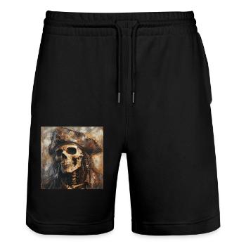 Piratenskelett - Stanley/Stella Unisex Bio Joggingshorts Trainer  - Schwarz - Vorne - Nik (191cm) & Marisol (170cm)
