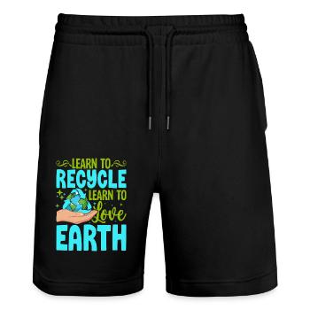 Lernen Sie zu recyceln Lernen Sie, die Erde zu lieben - Stanley/Stella Unisex Bio Joggingshorts Trainer  - Schwarz - Vorne - Nik (191cm) & Marisol (170cm)