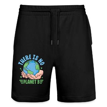 Es gibt keinen Planeten B - Stanley/Stella Unisex Bio Joggingshorts Trainer  - Schwarz - Vorne - Nik (191cm) & Marisol (170cm)