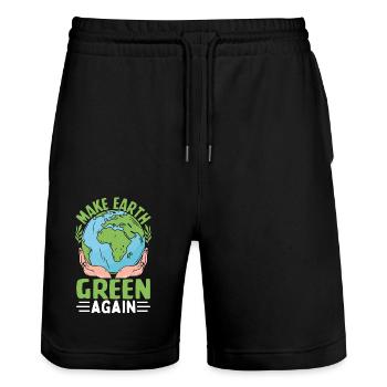 Machen Sie die Erde wieder grün - Stanley/Stella Unisex Bio Joggingshorts Trainer  - Schwarz - Vorne - Nik (191cm) & Marisol (170cm)