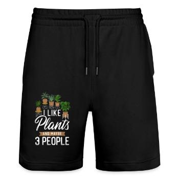 Plant Lover Gardening I Like - Stanley/Stella Trainer Unisex Organic Jogging Shorts - black - Front - Nik (191cm) & Marisol (170cm)