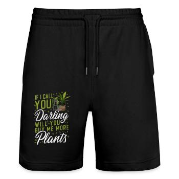 Plant Lover Gardening If I Call - Stanley/Stella Unisex Bio Joggingshorts Trainer  - Schwarz - Vorne - Nik (191cm) & Marisol (170cm)