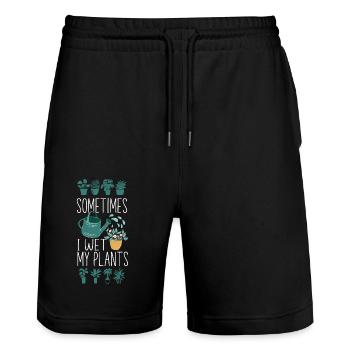 Amateur de plantes jardiner parfois je - Short de jogging bio TRAINER Stanley/Stella unisexe - noir - Devant - Nik (191cm) & Marisol (170cm)