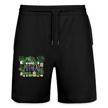 Plant Lover Gardening Pun Pot Head - Stanley/Stella Unisex Bio Joggingshorts Trainer  - Schwarz - Vorne - Nik (191cm) & Marisol (170cm)