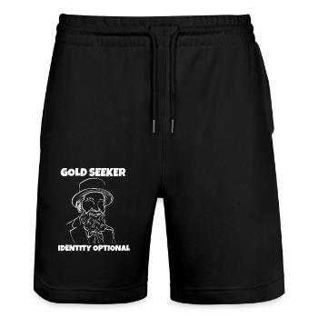 Gold Seeker, Identity Optional - Stanley/Stella Trainer Unisex Organic Jogging Shorts - black - Front - Nik (191cm) & Marisol (170cm)