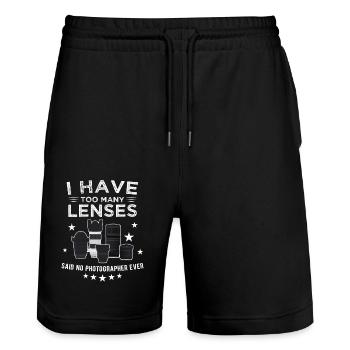 I Have Too Many Lenses Said No Photographer Ever - Stanley/Stella Unisex Bio Joggingshorts Trainer  - Schwarz - Vorne - Nik (191cm) & Marisol (170cm)