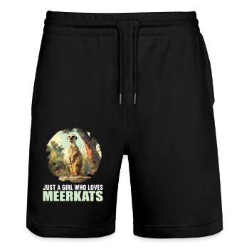 Meerkat Erdmännchen - Stanley/Stella Unisex Bio Joggingshorts Trainer  - Schwarz - Vorne - Nik (191cm) & Marisol (170cm)
