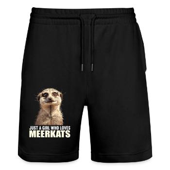 Meerkat Erdmännchen - Stanley/Stella Unisex Bio Joggingshorts Trainer  - Schwarz - Vorne - Nik (191cm) & Marisol (170cm)