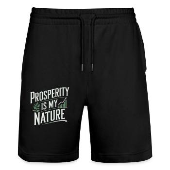 Prosperity Is My Nature Quote About Abundance - Stanley/Stella Trainer Unisex Organic Jogging Shorts - black - Front - Nik (191cm) & Marisol (170cm)