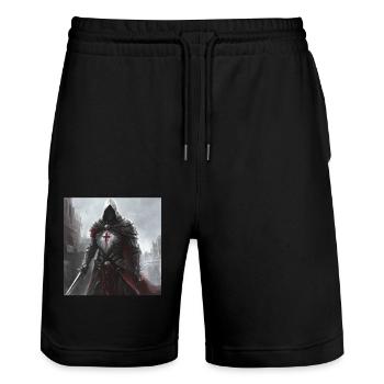 Soldat Krieger - Stanley/Stella Unisex Bio Joggingshorts Trainer  - Schwarz - Vorne - Nik (191cm) & Marisol (170cm)