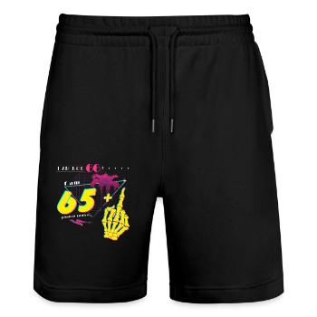 Pas 66, juste 65 + Flip Off – Retro Vibes 1959 - Short de jogging bio TRAINER Stanley/Stella unisexe - noir - Devant - Nik (191cm) & Marisol (170cm)