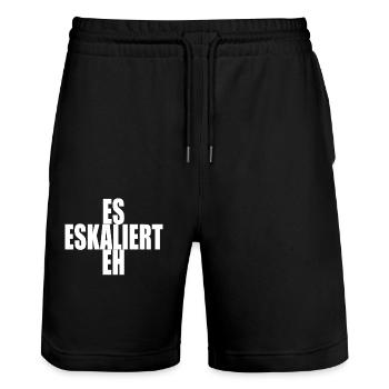 Es Eskaliert Eh Party Club Junggesellenabschied - Stanley/Stella Unisex Bio Joggingshorts Trainer  - Schwarz - Vorne - Nik (191cm) & Marisol (170cm)