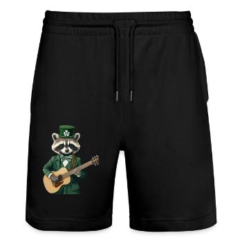 Waschbär - Stanley/Stella Unisex Bio Joggingshorts Trainer  - Schwarz - Vorne - Nik (191cm) & Marisol (170cm)