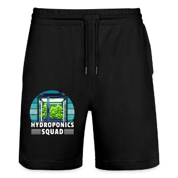 Hydroponics Squad - Stanley/Stella Trainer Unisex Organic Jogging Shorts - black - Front - Nik (191cm) & Marisol (170cm)