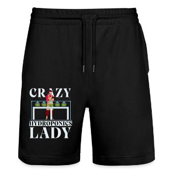 Crazy Hydroponics Lady - Stanley/Stella Trainer Unisex Organic Jogging Shorts - black - Front - Nik (191cm) & Marisol (170cm)