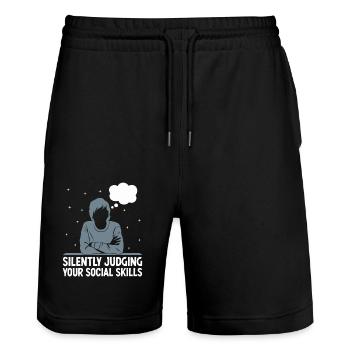 Juger silencieusement vos compétences sociales - Short de jogging bio TRAINER Stanley/Stella unisexe - noir - Devant - Nik (191cm) & Marisol (170cm)