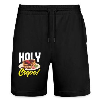 Crêpes Sainte Crêpe Plaisir du petit-déjeuner - Short de jogging bio TRAINER Stanley/Stella unisexe - noir - Devant - Nik (191cm) & Marisol (170cm)